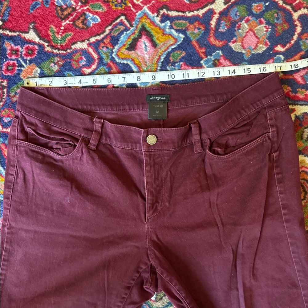 Ann Taylor Burgundy Skinny Pants